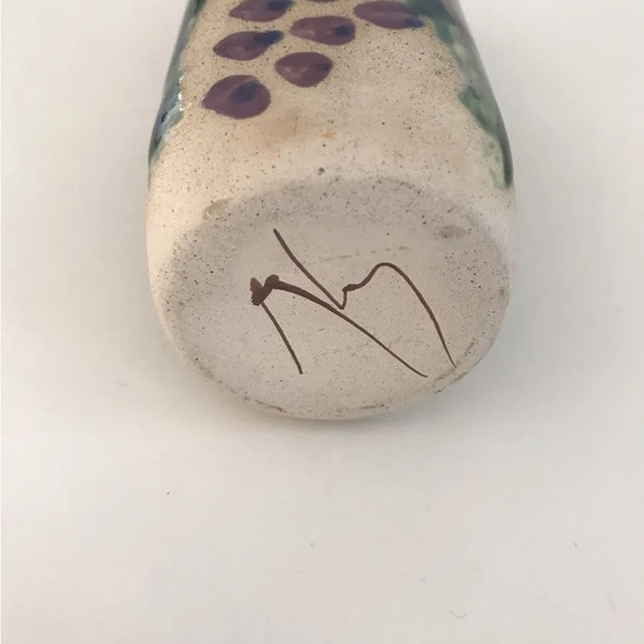 Vintage Potters House Pottery, Maine Square Bottle Vase Grapes By Mary K Spenser - Picture 2 of 4